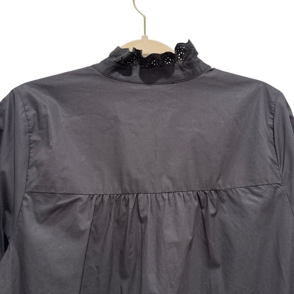 Hunter Bell Carter Mini Dress Lace Cotton Poplin Preppy Dark Academia Black Sz S - Picture 12 of 15